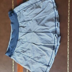 Navy Striped Women's Skirt Small Size Tennis Or Active Sport Skort With Back Zip